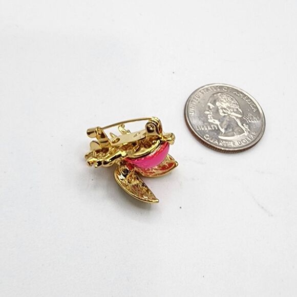 Beetle gold & pink brooch - Picture 5 of 5